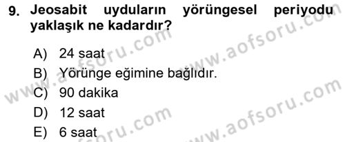 Uzaktan Algılama Dersi 2025 - 2026 Yılı (Vize) Ara Sınav Soruları 9. Soru