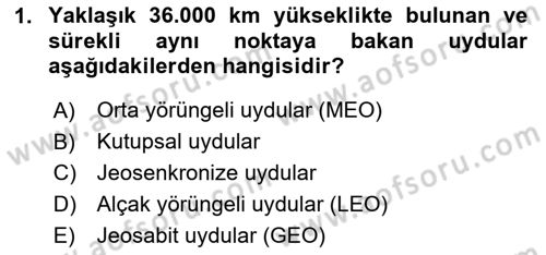 Uzaktan Algılama Dersi 2025 - 2026 Yılı (Final) Dönem Sonu Sınav Soruları 1. Soru