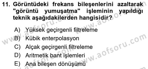 Uzaktan Algılama Dersi 2025 - 2026 Yılı Yaz Okulu Sınav Soruları 11. Soru