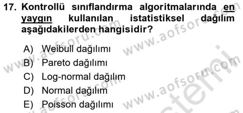 Uzaktan Algılama Dersi 2025 - 2026 Yılı Yaz Okulu Sınav Soruları 17. Soru