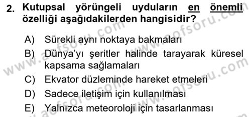 Uzaktan Algılama Dersi 2025 - 2026 Yılı Yaz Okulu Sınav Soruları 2. Soru
