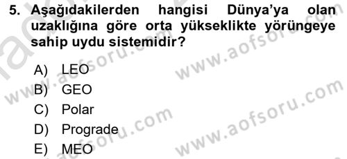 Uzaktan Algılama Dersi 2025 - 2026 Yılı Yaz Okulu Sınav Soruları 5. Soru