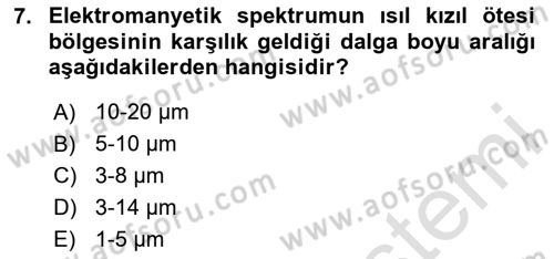 Uzaktan Algılama Dersi 2025 - 2026 Yılı Yaz Okulu Sınav Soruları 7. Soru
