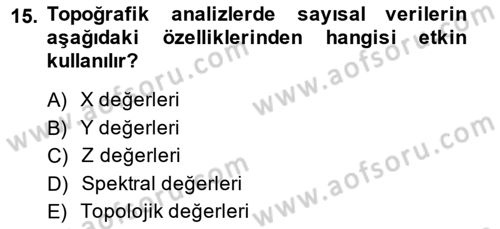 Uzaktan Algılama Uygulamaları Dersi 2013 - 2014 Yılı (Vize) Ara Sınav Soruları 15. Soru