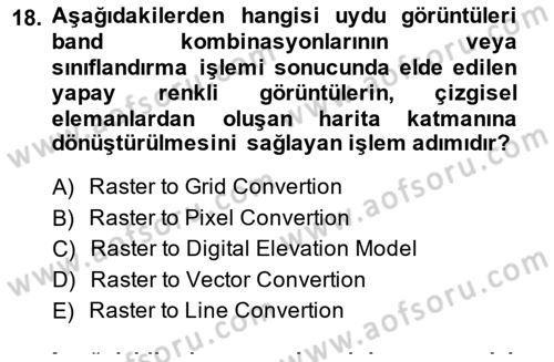 Uzaktan Algılama Uygulamaları Dersi 2013 - 2014 Yılı (Vize) Ara Sınav Soruları 18. Soru