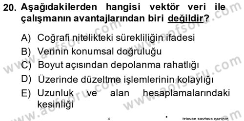 Uzaktan Algılama Uygulamaları Dersi 2013 - 2014 Yılı (Final) Dönem Sonu Sınav Soruları 20. Soru