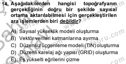 Uzaktan Algılama Uygulamaları Dersi 2014 - 2015 Yılı (Vize) Ara Sınav Soruları 14. Soru