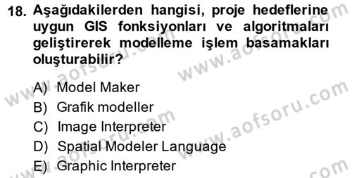 Uzaktan Algılama Uygulamaları Dersi 2014 - 2015 Yılı (Vize) Ara Sınav Soruları 18. Soru