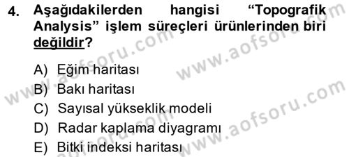 Uzaktan Algılama Uygulamaları Dersi 2014 - 2015 Yılı (Vize) Ara Sınav Soruları 4. Soru