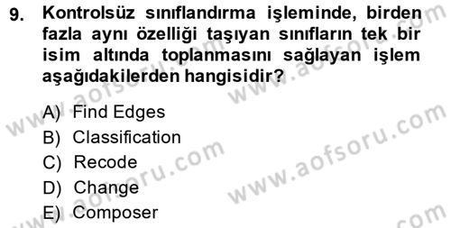 Uzaktan Algılama Uygulamaları Dersi 2014 - 2015 Yılı (Vize) Ara Sınav Soruları 9. Soru