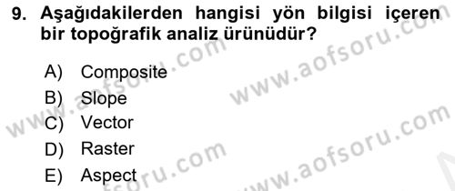 Uzaktan Algılama Uygulamaları Dersi 2015 - 2016 Yılı (Vize) Ara Sınav Soruları 9. Soru