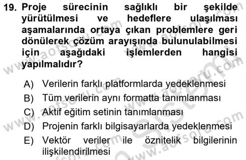 Uzaktan Algılama Uygulamaları Dersi 2015 - 2016 Yılı (Final) Dönem Sonu Sınav Soruları 19. Soru