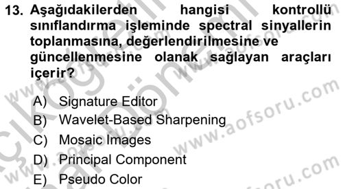 Uzaktan Algılama Uygulamaları Dersi 2016 - 2017 Yılı (Vize) Ara Sınav Soruları 13. Soru