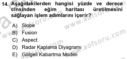 Uzaktan Algılama Uygulamaları Dersi 2016 - 2017 Yılı (Vize) Ara Sınav Soruları 14. Soru