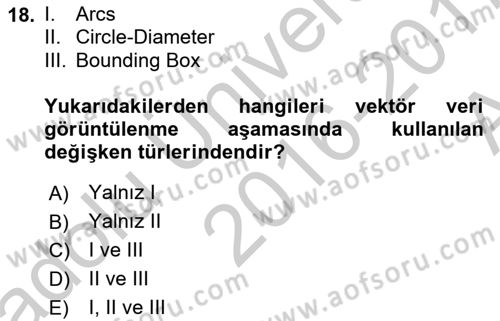 Uzaktan Algılama Uygulamaları Dersi 2016 - 2017 Yılı (Vize) Ara Sınav Soruları 18. Soru