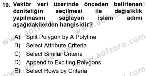 Uzaktan Algılama Uygulamaları Dersi 2016 - 2017 Yılı (Vize) Ara Sınav Soruları 19. Soru