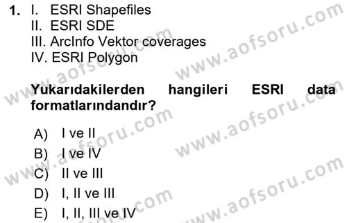 Uzaktan Algılama Uygulamaları Dersi 2017 - 2018 Yılı (Final) Dönem Sonu Sınav Soruları 1. Soru