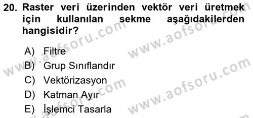 Uzaktan Algılama Uygulamaları Dersi 2018 - 2019 Yılı (Final) Dönem Sonu Sınav Soruları 20. Soru