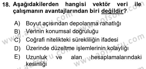 Uzaktan Algılama Uygulamaları Dersi 2018 - 2019 Yılı Yaz Okulu Sınav Soruları 18. Soru