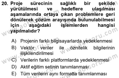 Uzaktan Algılama Uygulamaları Dersi 2018 - 2019 Yılı Yaz Okulu Sınav Soruları 20. Soru