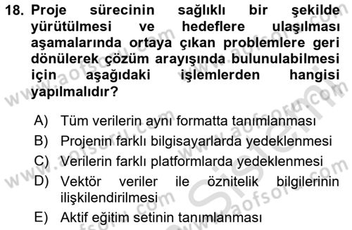 Uzaktan Algılama Uygulamaları Dersi 2020 - 2021 Yılı Yaz Okulu Sınav Soruları 18. Soru