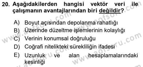 Uzaktan Algılama Uygulamaları Dersi 2020 - 2021 Yılı Yaz Okulu Sınav Soruları 20. Soru