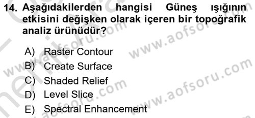 Uzaktan Algılama Uygulamaları Dersi 2021 - 2022 Yılı (Vize) Ara Sınav Soruları 14. Soru