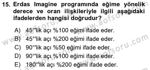 Uzaktan Algılama Uygulamaları Dersi 2021 - 2022 Yılı (Vize) Ara Sınav Soruları 15. Soru