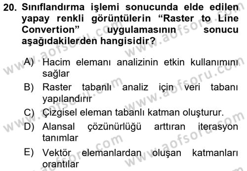 Uzaktan Algılama Uygulamaları Dersi 2021 - 2022 Yılı (Vize) Ara Sınav Soruları 20. Soru