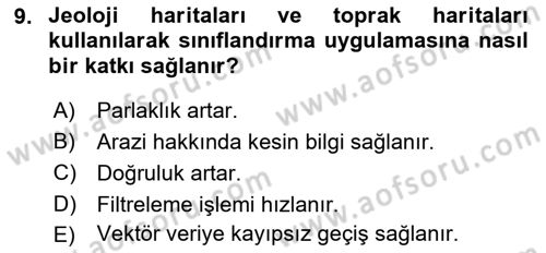 Uzaktan Algılama Uygulamaları Dersi 2021 - 2022 Yılı (Vize) Ara Sınav Soruları 9. Soru