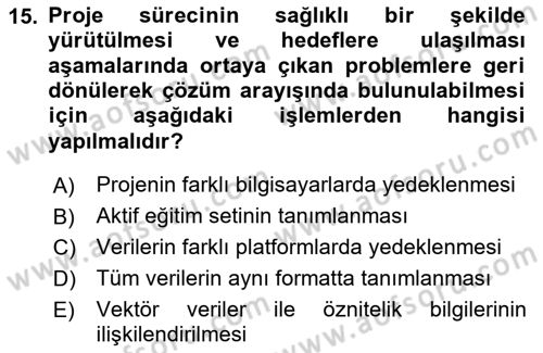 Uzaktan Algılama Uygulamaları Dersi 2021 - 2022 Yılı (Final) Dönem Sonu Sınav Soruları 15. Soru