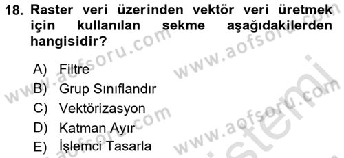 Uzaktan Algılama Uygulamaları Dersi 2021 - 2022 Yılı (Final) Dönem Sonu Sınav Soruları 18. Soru