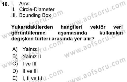 Uzaktan Algılama Uygulamaları Dersi 2021 - 2022 Yılı Yaz Okulu Sınav Soruları 10. Soru