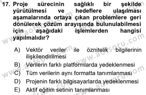 Uzaktan Algılama Uygulamaları Dersi 2021 - 2022 Yılı Yaz Okulu Sınav Soruları 17. Soru