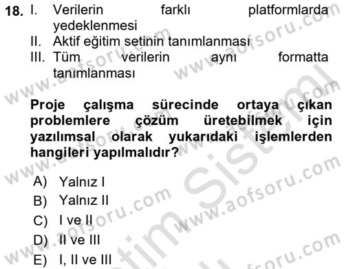Uzaktan Algılama Uygulamaları Dersi 2021 - 2022 Yılı Yaz Okulu Sınav Soruları 18. Soru