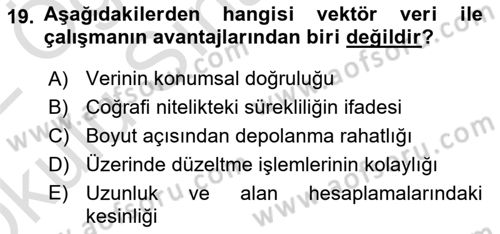 Uzaktan Algılama Uygulamaları Dersi 2021 - 2022 Yılı Yaz Okulu Sınav Soruları 19. Soru