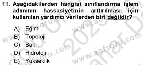 Uzaktan Algılama Uygulamaları Dersi 2023 - 2024 Yılı (Vize) Ara Sınav Soruları 11. Soru