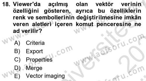 Uzaktan Algılama Uygulamaları Dersi 2023 - 2024 Yılı (Vize) Ara Sınav Soruları 18. Soru