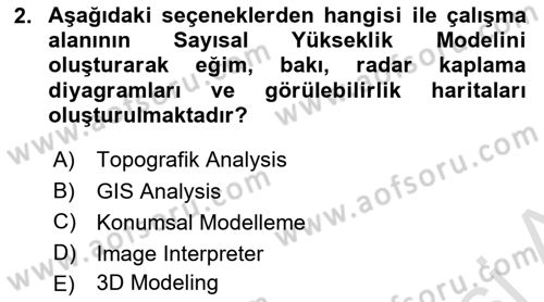 Uzaktan Algılama Uygulamaları Dersi 2023 - 2024 Yılı (Vize) Ara Sınav Soruları 2. Soru