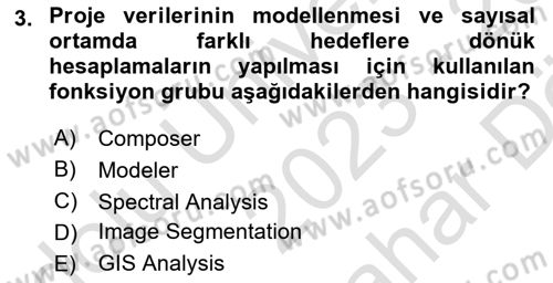 Uzaktan Algılama Uygulamaları Dersi 2023 - 2024 Yılı (Vize) Ara Sınav Soruları 3. Soru