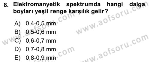 Uzaktan Algılama Uygulamaları Dersi 2023 - 2024 Yılı (Vize) Ara Sınav Soruları 8. Soru