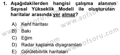 Uzaktan Algılama Uygulamaları Dersi 2023 - 2024 Yılı (Final) Dönem Sonu Sınav Soruları 1. Soru