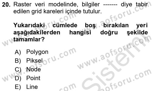 Uzaktan Algılama Uygulamaları Dersi 2023 - 2024 Yılı (Final) Dönem Sonu Sınav Soruları 20. Soru