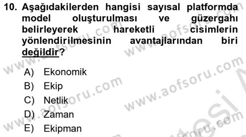 Uzaktan Algılama Uygulamaları Dersi 2023 - 2024 Yılı Yaz Okulu Sınav Soruları 10. Soru
