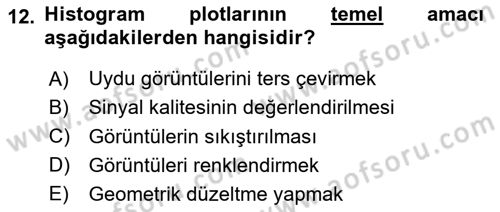 Uzaktan Algılama Uygulamaları Dersi 2024 - 2025 Yılı (Vize) Ara Sınav Soruları 12. Soru