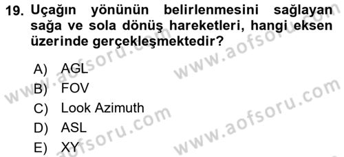 Uzaktan Algılama Uygulamaları Dersi 2024 - 2025 Yılı (Vize) Ara Sınav Soruları 19. Soru