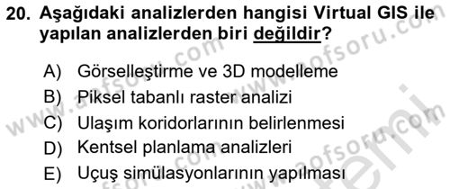 Uzaktan Algılama Uygulamaları Dersi 2024 - 2025 Yılı (Vize) Ara Sınav Soruları 20. Soru