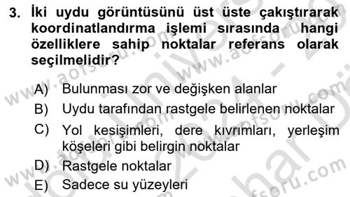 Uzaktan Algılama Uygulamaları Dersi 2024 - 2025 Yılı (Vize) Ara Sınav Soruları 3. Soru