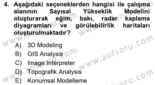 Uzaktan Algılama Uygulamaları Dersi 2024 - 2025 Yılı (Vize) Ara Sınav Soruları 4. Soru