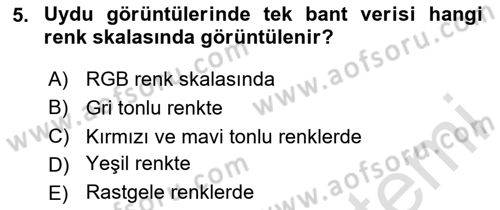 Uzaktan Algılama Uygulamaları Dersi 2024 - 2025 Yılı (Vize) Ara Sınav Soruları 5. Soru